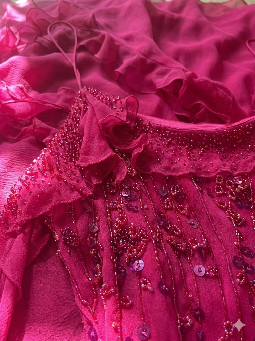 Vintage silk Lara Design Y2k sequined Fairy Gown - Picture 2 of 3